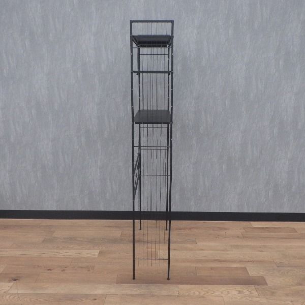 ブラック ランドリーラック 洗濯機 収納 格子ランドリー 棚3段