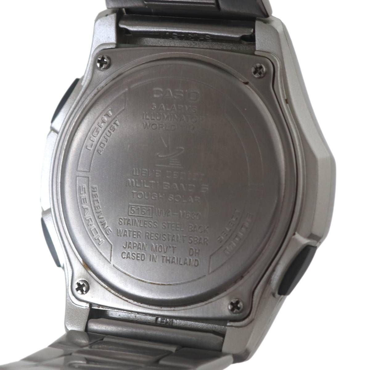 CASIO カシオ ウェーブセプター ソーラー 腕時計 メンズ シルバー×文字 