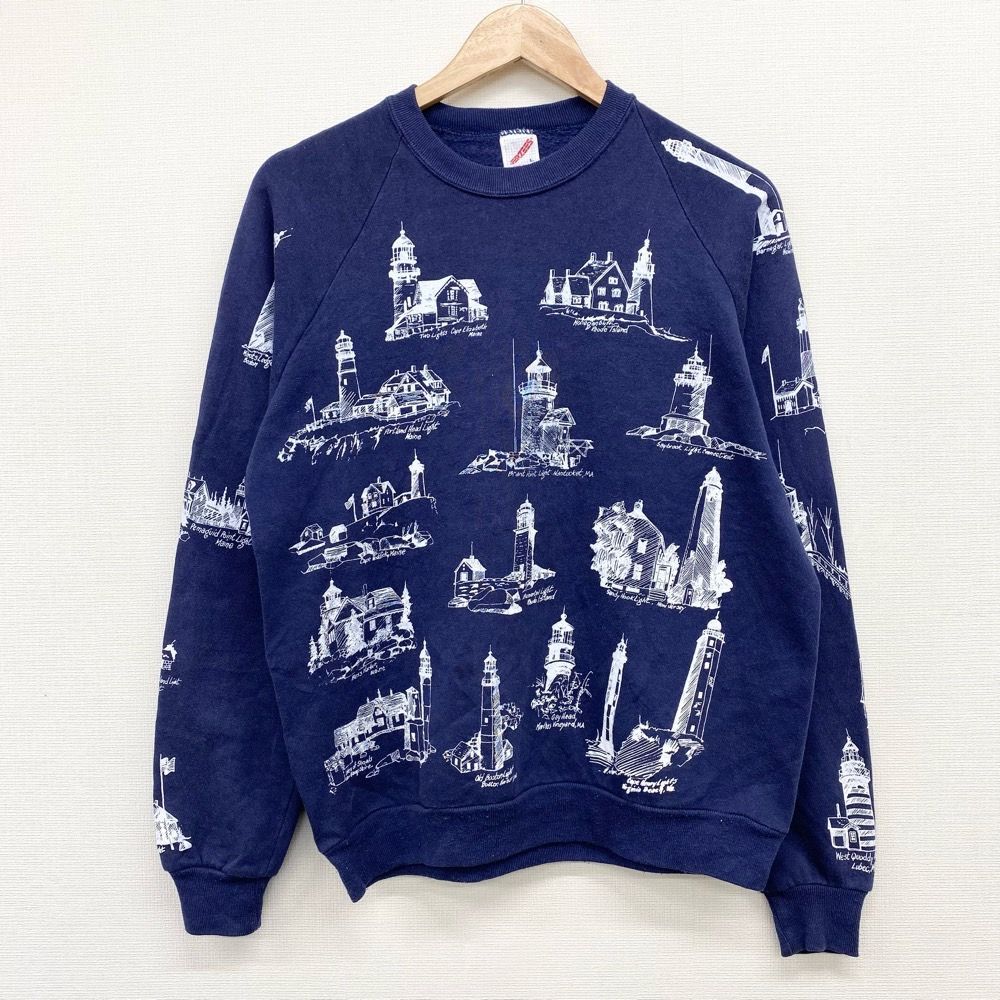 90s JERZEES USA製 花柄フラワープリントクルーネック スウェット ARCHIVER トレーナー スウェット 「69」バックフラワー刺繍 長袖