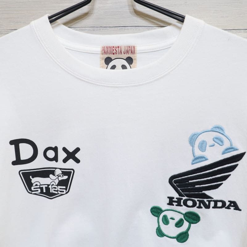 PANDIESTA HONDA 白 M コラボ DAX125 長袖Tシャツ 刺繍コットン100