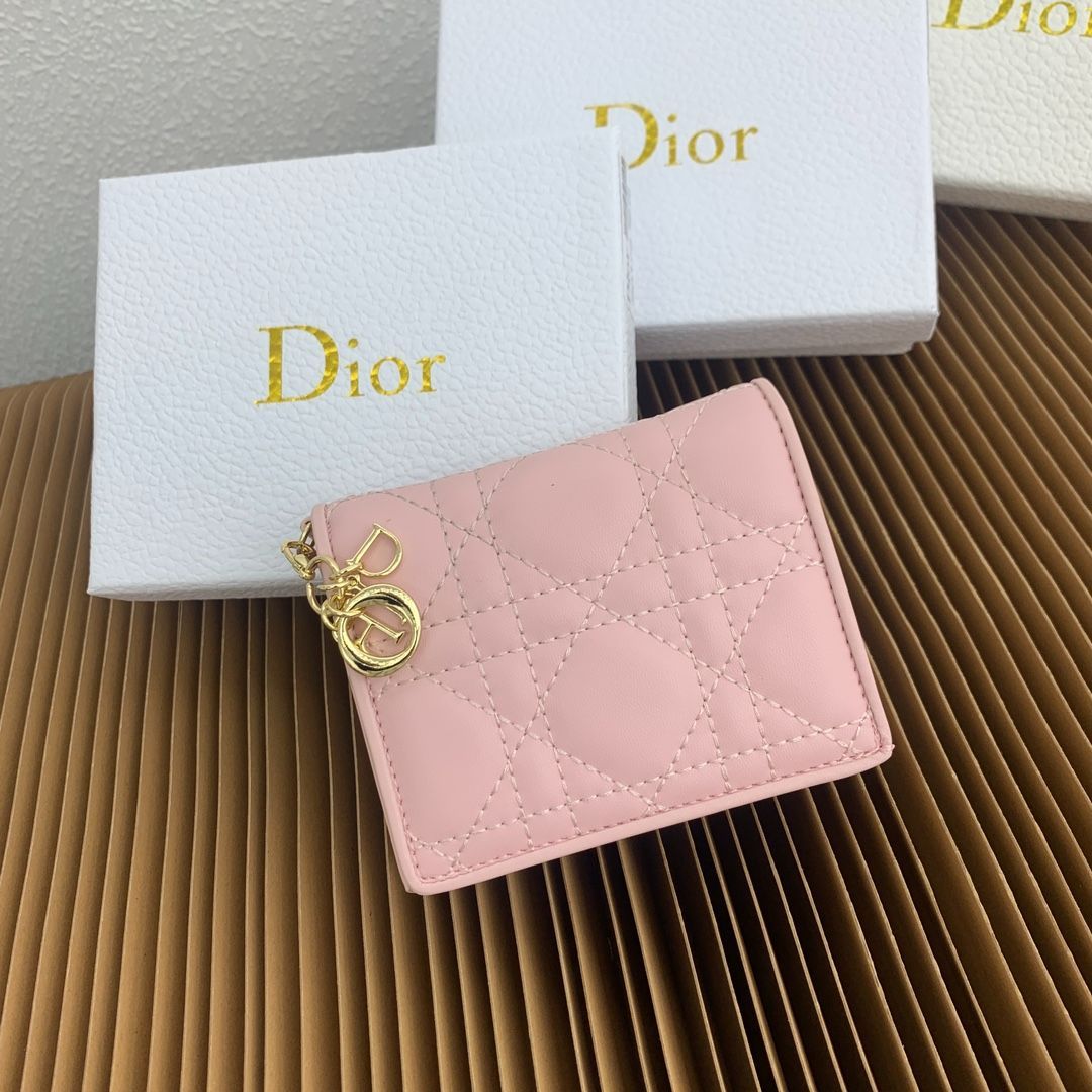 ミニ レディディオール ウォレット グレーシープレザー 藤編みステッチ - D.I.O.R.チャーム付き | -WT0輸入