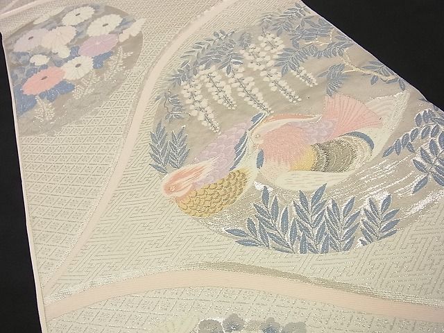 ⭐️パステルカラーの鴛鴦⭐️ 袋帯 六通 匿名☆