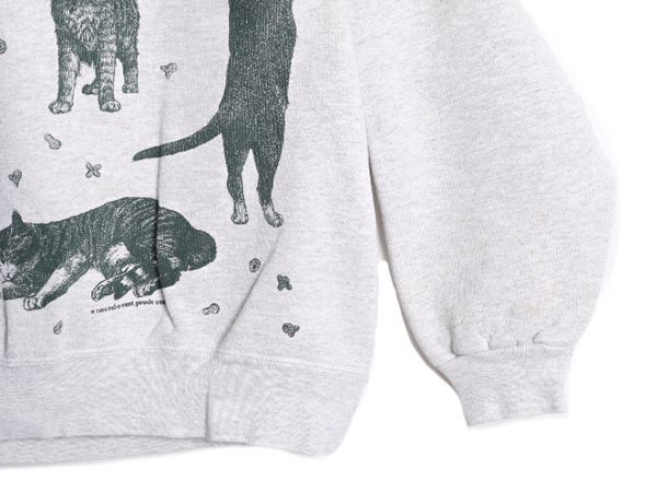 90's rel e vant 猫 ネコ アニマル 総柄 スウェット USA製 古着 90年代 rel-e-vant products ネコ柄 アニマル スウェット