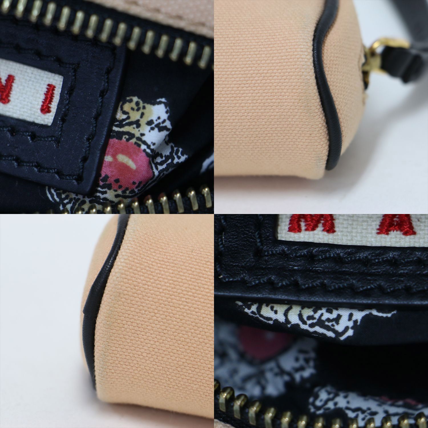 MARNI マルニ キャンバス ミニポーチ | ラウンドファスナー レザー