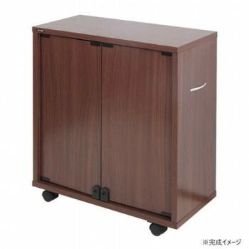 同人誌 押し入れ収納ワゴン 片面扉タイプ ブラウン DSW-T6027B