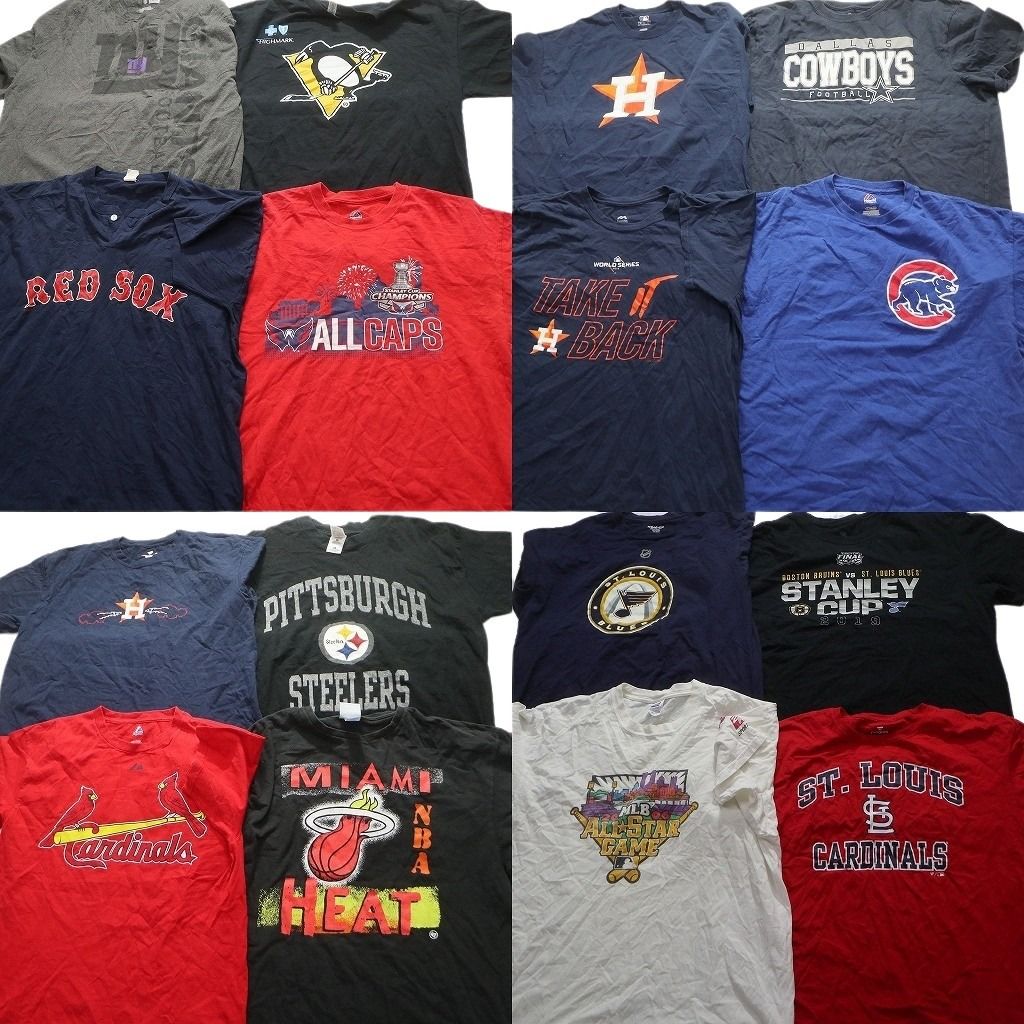古着卸 プロチーム 半袖Tシャツ 16枚セット メンズ XL NHL キャピタルズ ペンギンズ MLB レッドソックス 古着 NA2524