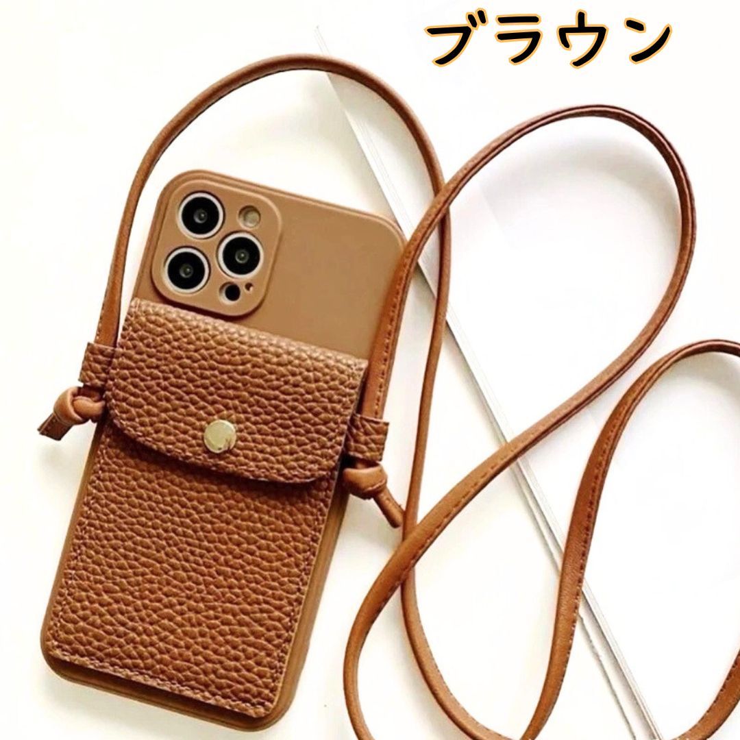 iPhone 14pro/14ケース斜め掛け ブラウン iPhone 14pro max ケース 0