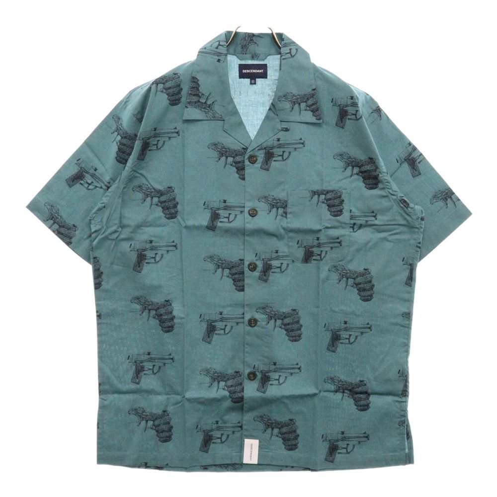 DESCENDANT (ディセンダント) 21SS SPLASH TEXTILE SS SHIRT オープンカラー 半袖 シャツ グリーン 211TQDS-SHM05