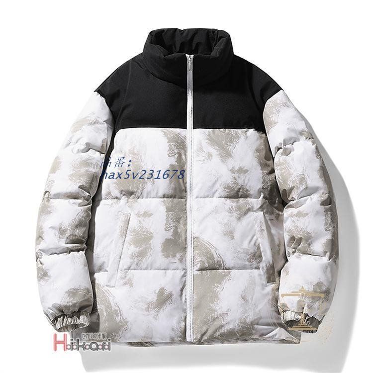 ダウン ダウンジャケット メンズ レディース 柄ジャケット 切り替え 立ち襟 あったか ジップ おしゃれ ブルゾン 冬服 春服 防寒 hax5v231678