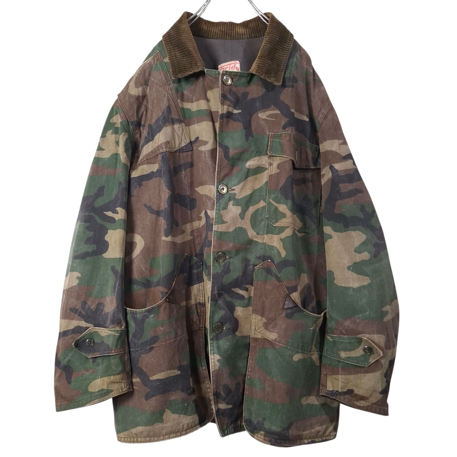 70s-80s Frida コーデュロイ襟 カモフラ 迷彩 ガンパッチ ハンティングジャケット メンズXL相当