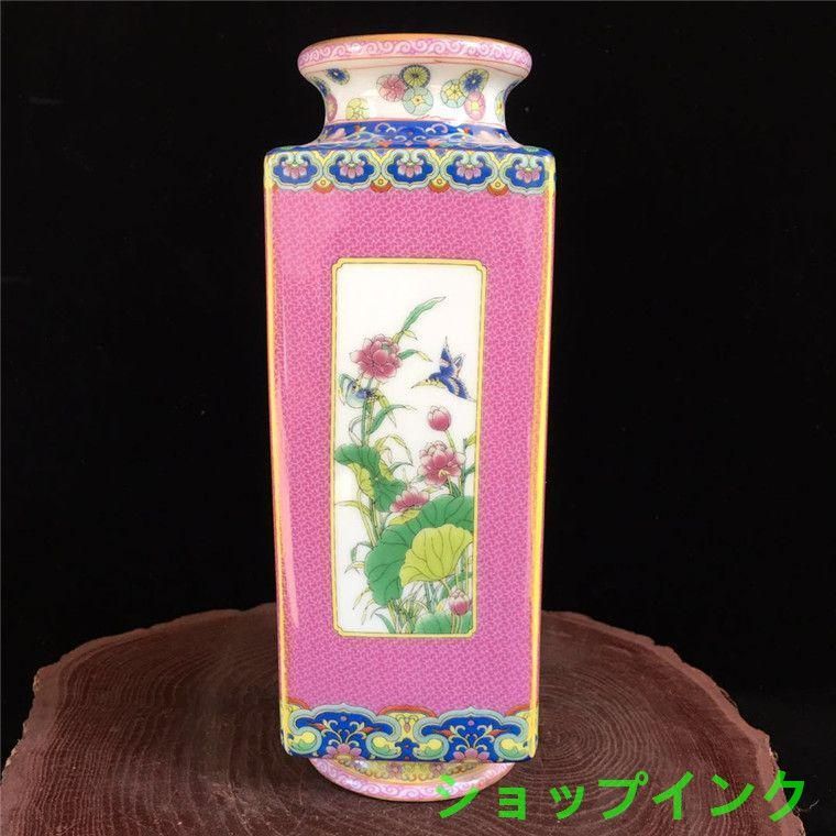 乾隆粉彩花鳥四方円口花瓶 景徳鎮 陶磁器 装飾品 工芸品 美術品 置物 乾隆粉彩花鳥四方円口花瓶 景徳鎮 陶磁器 装飾品 工芸品 美術品