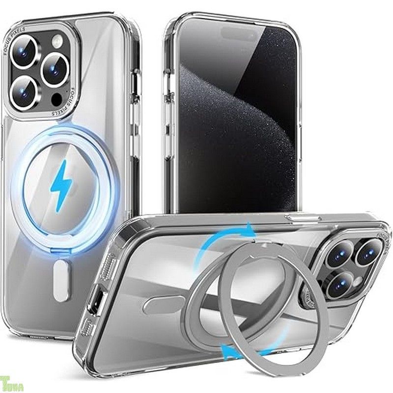  QUEASON 互換品 スマホケース【iPhone 15Pro 用 MagSafe対応 ケース】360°回転スタンド ワイヤレス充電対応 iphone 15 pro 用 ケース リング付き 米軍MIL規格 いphone15pro 用 ケース 超強磁力 その他