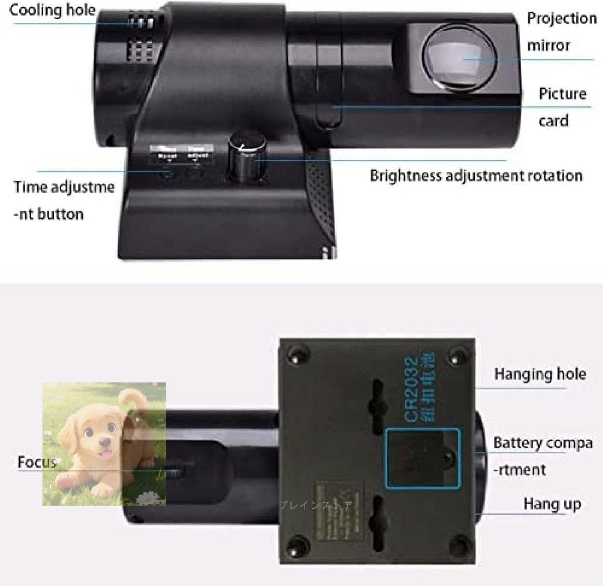 LED投影ローマ時計カラフルな投影アナログ時計回転180°調整 なプロジェクターリモコン付き ブラック