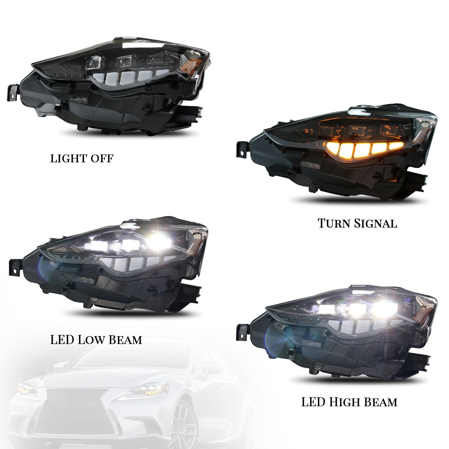 LED流光ウィンカー付きヘッドライト総成
