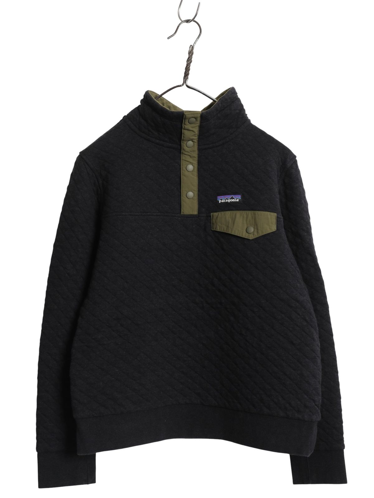 なクーポン配布中! パタゴニア オーガニック コットン キルト スナップT レディース S 18年製 キルティング ジャケット プルオーバー ジャンパー ブルゾン 黒