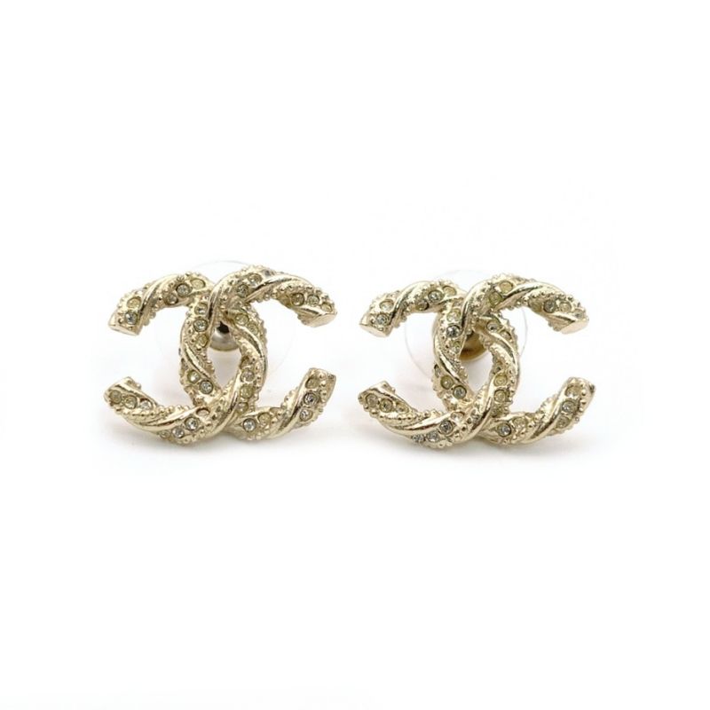 シャネル CHANEL ココマーク ピアス ゴールド ラインストーン CC
