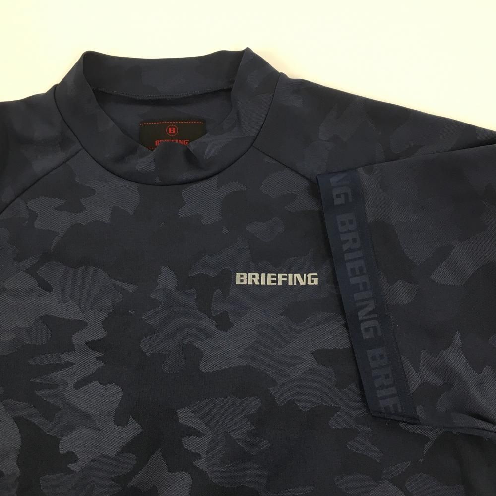 超 ブリーフィング 半袖ハイネックシャツ ネイビー カモフラ柄地模様 迷彩 袖口ロゴ メンズ M ゴルフウェア モデル BRIEFING LLC-HASEGAWATOSO_COM