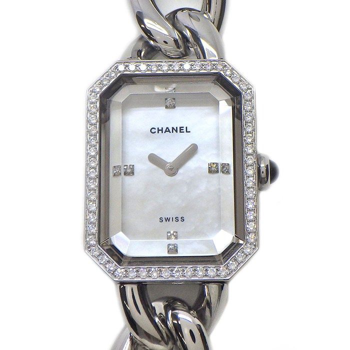 シャネル CHANEL 腕時計 プルミエール M H1063 ダイヤベゼル 4ポイント ダイヤインデックス オクタゴナル ホワイトシェル文字盤 SS チェーンブレス クオーツアナログ