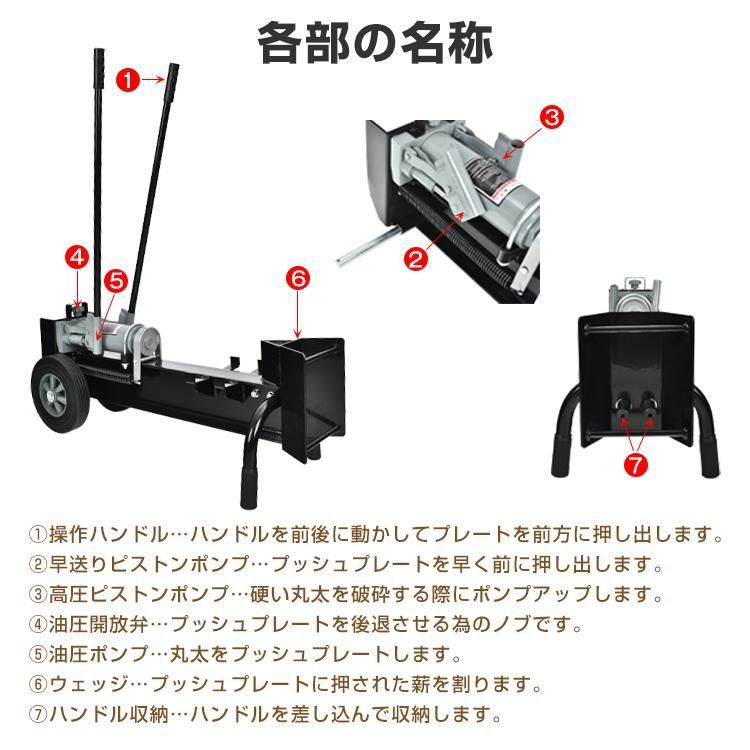 手動式油圧薪割り機 12t パワフル 手動 油圧式 直径160mmまで対応 ノーパンクタイヤ 電源不要 強力 ダブルピストン 静音 家庭用 薪ストーブ  暖炉 焚き火 sg038 雑貨量販店 メルカリ