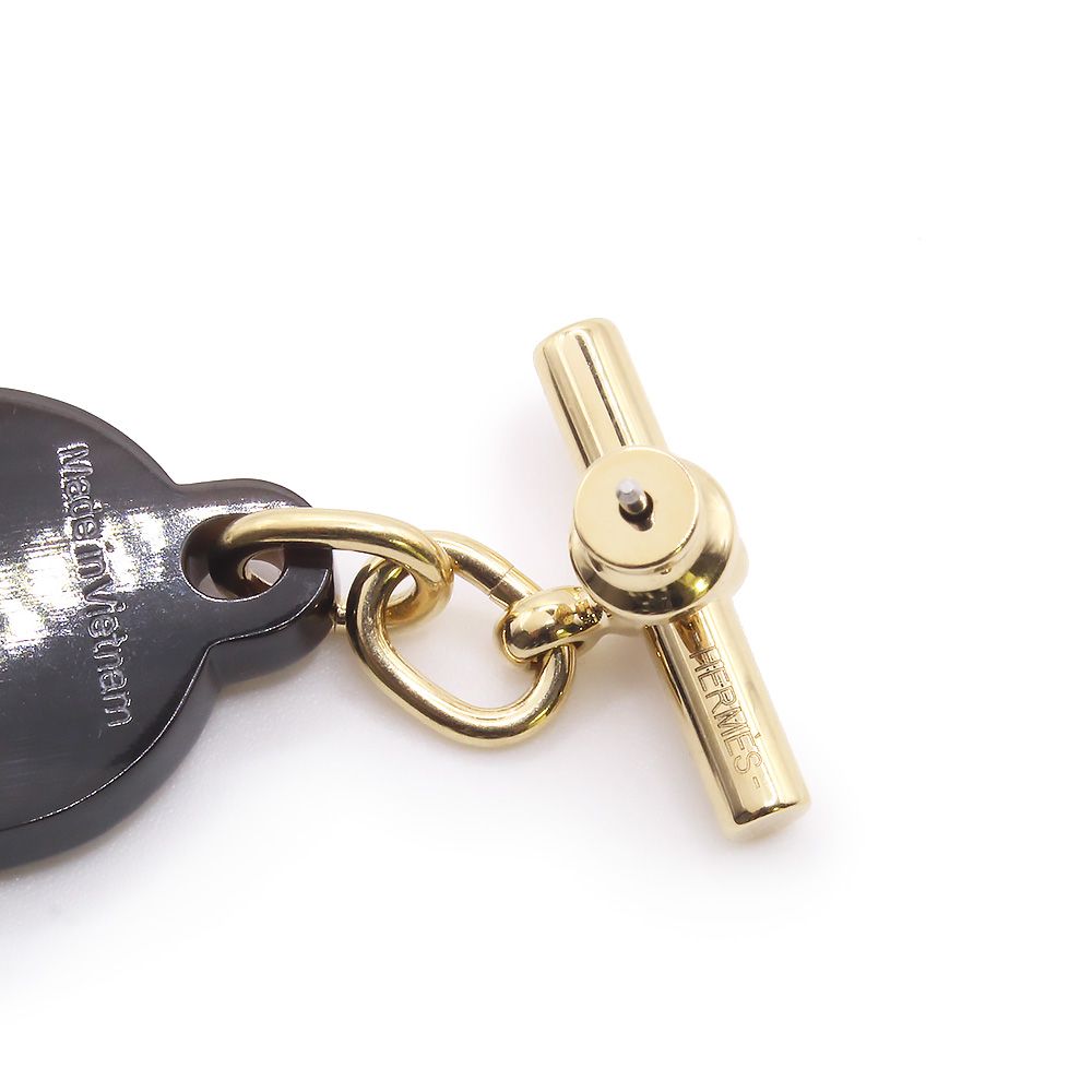 エルメス シェーヌ ダンクル PM ピアス バッファローホーン メタル  