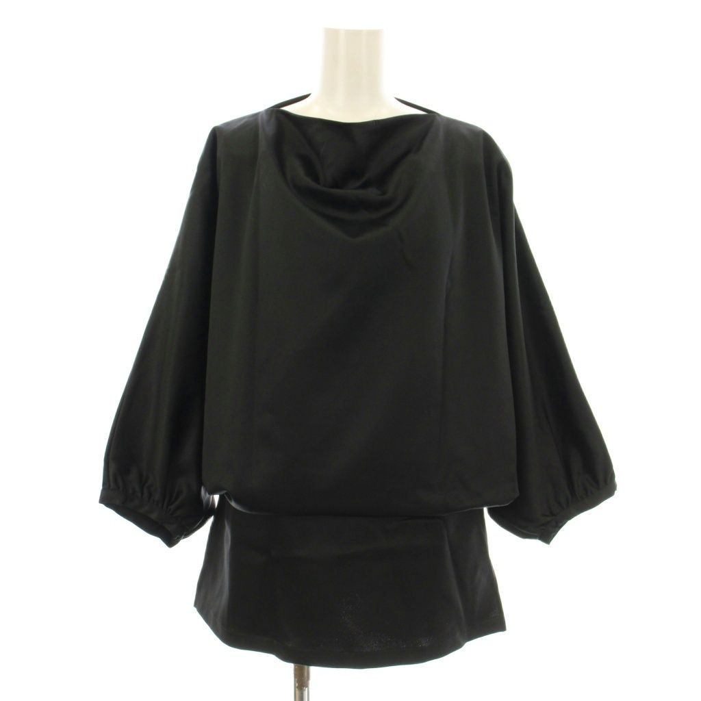 トーテム TOTEME ドレープサテントップス カットソー チュニック 七分袖 36 黒 ブラック 231-5001-208 |KU BM ▲H