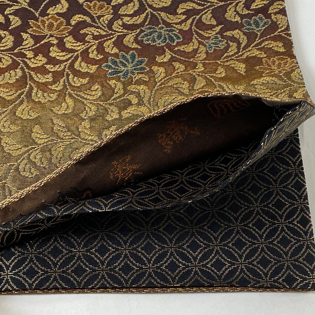 y0502-16 袋帯 逸品 紋屋井関 御寮織 花鳥間道 金銀糸 正絹 y0502-16 袋帯 逸品 紋屋井関 御寮織 花鳥間道 金銀糸 正絹