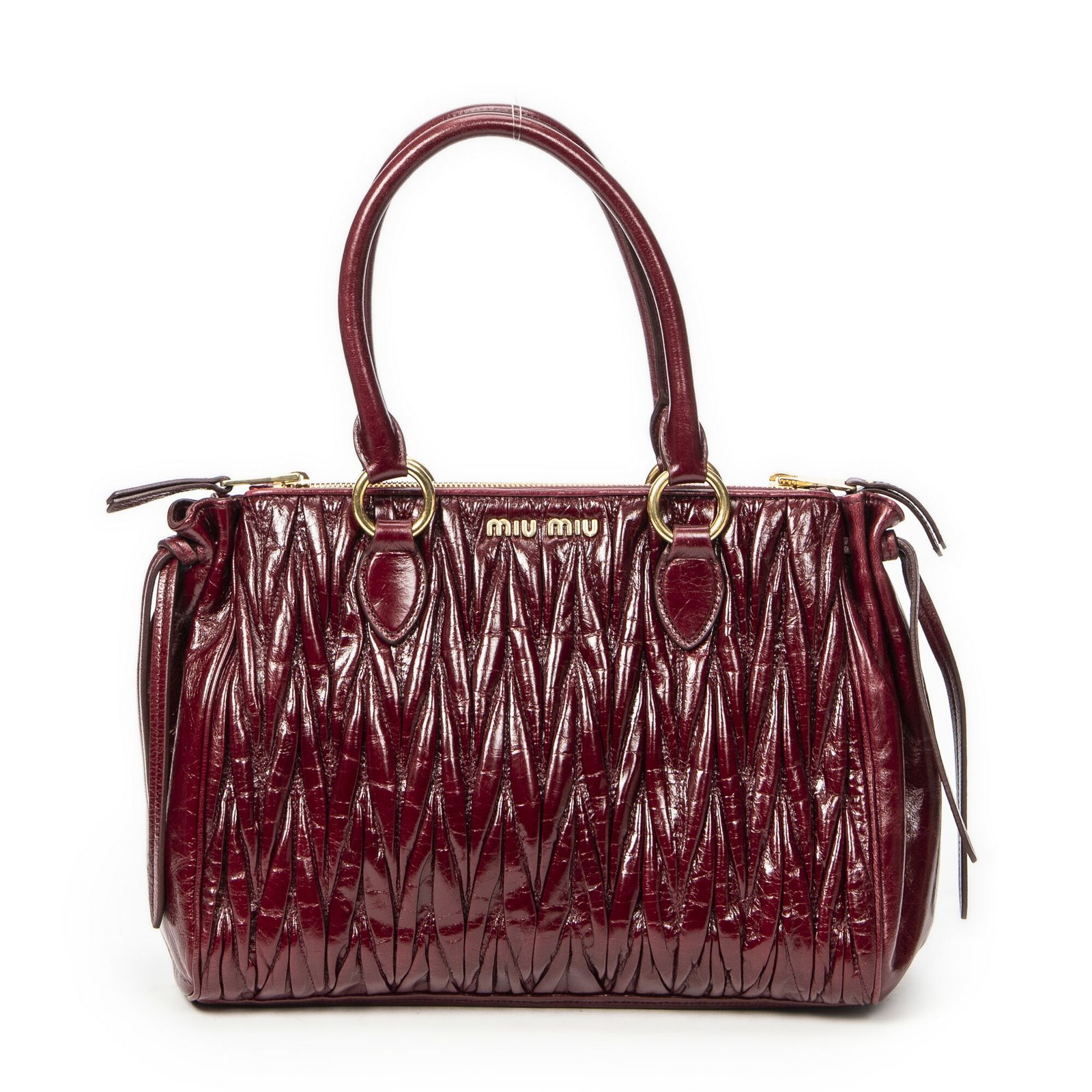 MIU MIU ミュウミュウバーガンディマトラッセ ラックス レザーA