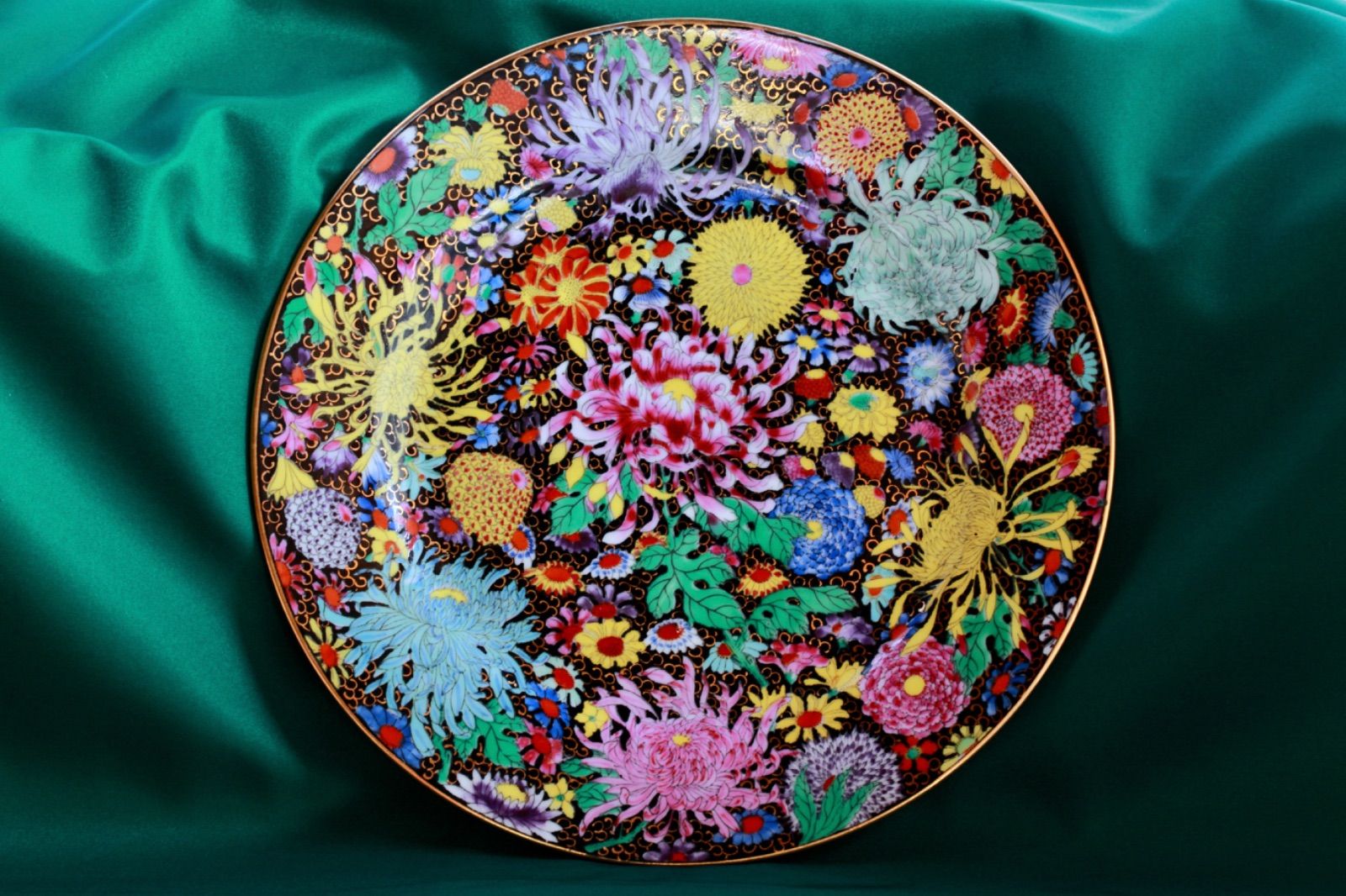 金彩絵皿＊中国制造 中国廣彩 色華絵金彩皿 直径約255mm USED - メルカリ