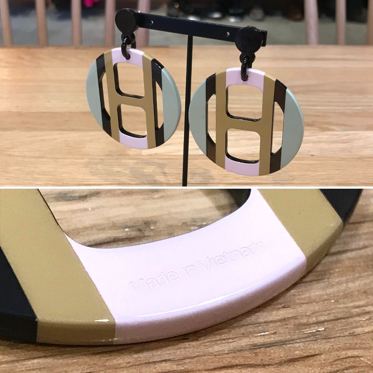 新品未使用】エルメス Hエキップ ピアス バッファローホーン ソンジュ 