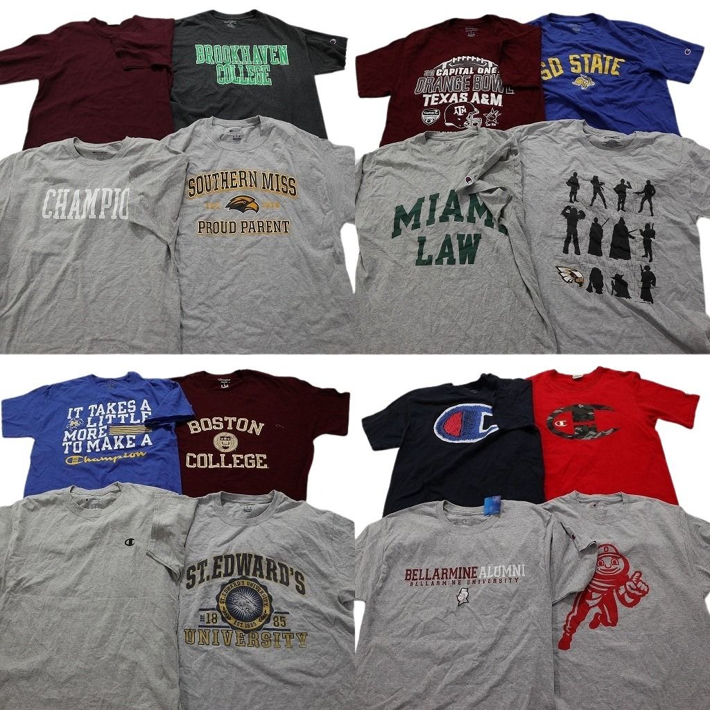 古着卸 チャンピオン 半袖Tシャツ 16枚セット メンズ Ｍ |Ｌ チームロゴ カレッジ風 カモ柄 古着 NA0178