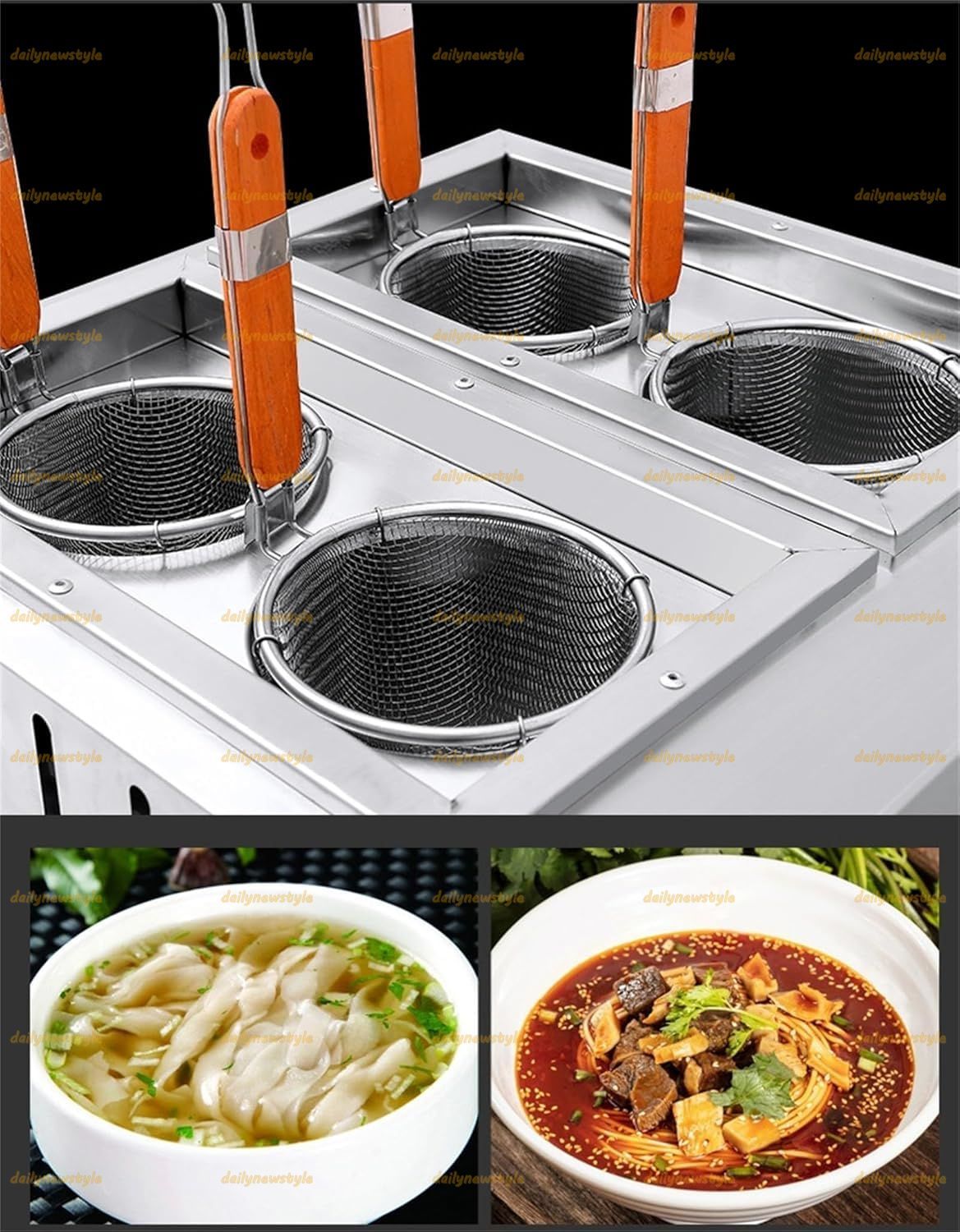 人気推薦◆茹で麺機 ガステーブルトップ4穴麺調理器ステンレススチール製業務用テーブルトップガス麺調理器スパイシーホットポットコンロふるいスープ麺機