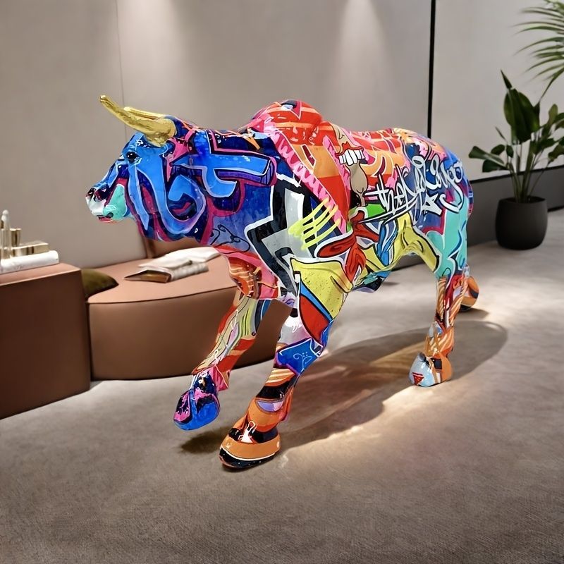 置物 樹脂製 牛 ホルスタイン 闘牛 動物 フィギュア 電気不要