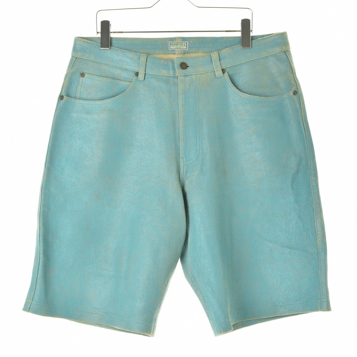 GUESS】GUESS USA M3GD00L0R10 Cracked Leather Shorts ラムレザー