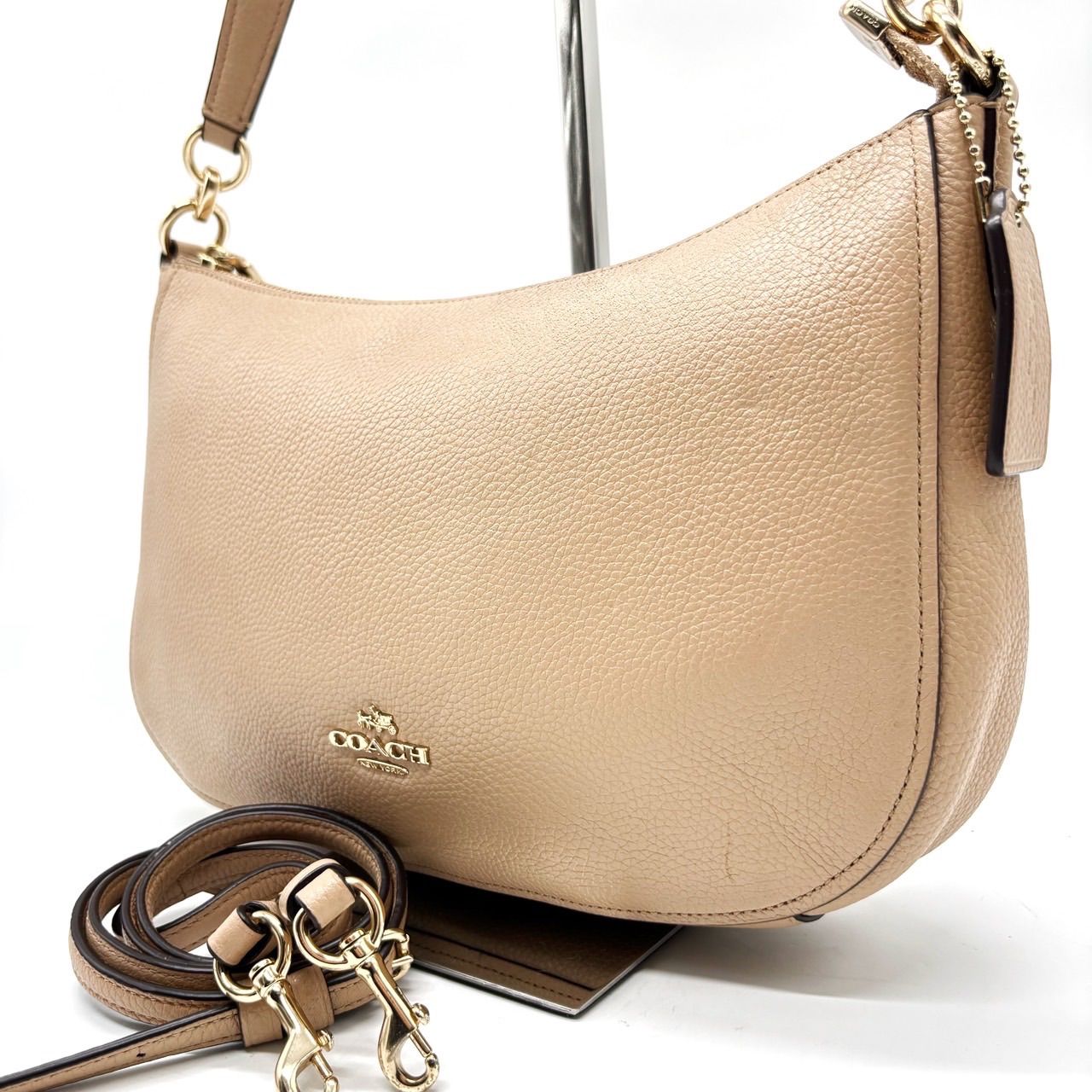 coach コーチ 2way ショルダー 斜め掛け ゴールド金具 シボ革 レザー