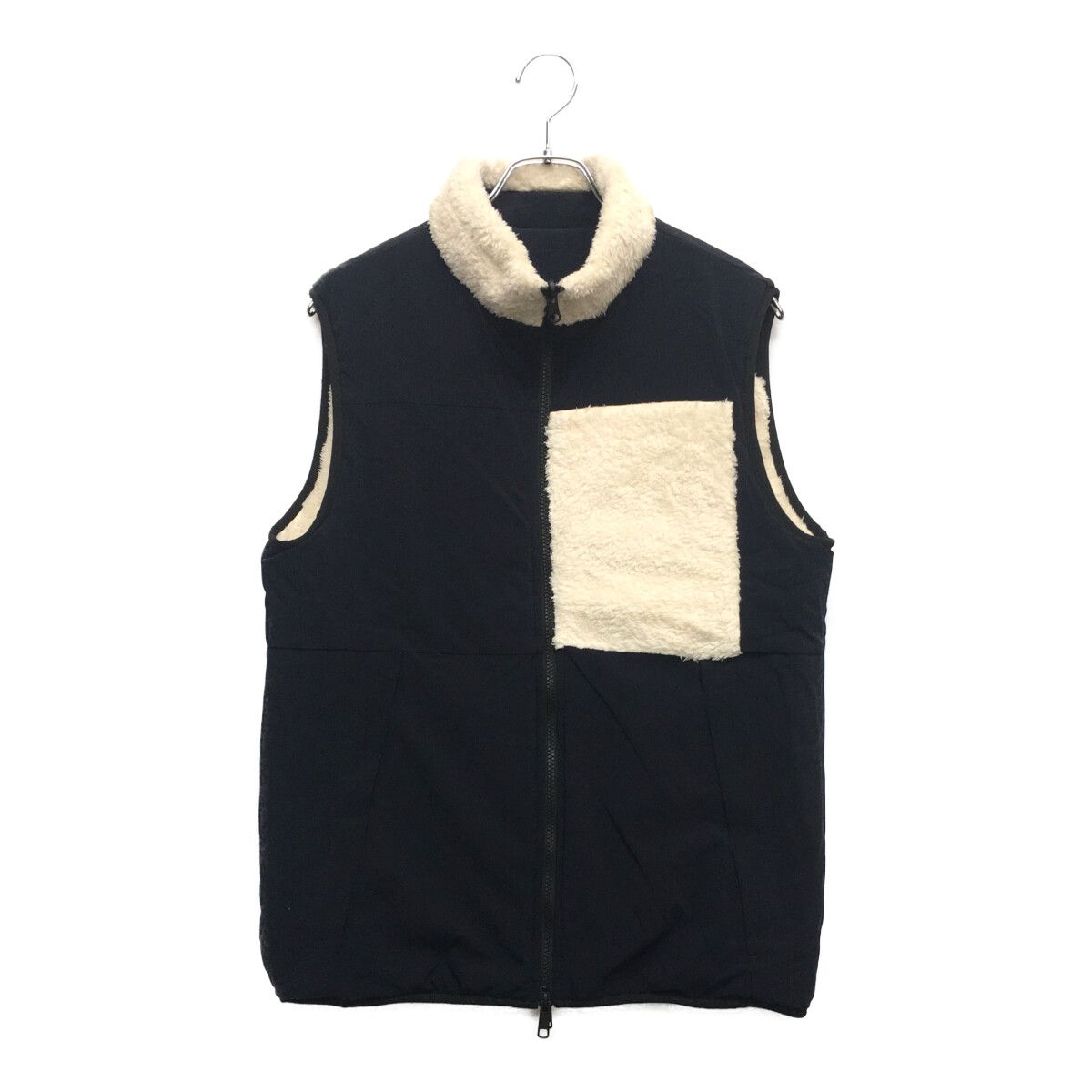 VIVA HEART - coco 中古 ビバハート VIVA HEART メンズ ベスト 50(L) 白×紺 ホワイト リバーシブル ボア 中綿入り ダブルジップ 中古 メンズ ビバハート VIVA HEART ベスト 50(L) 白×紺