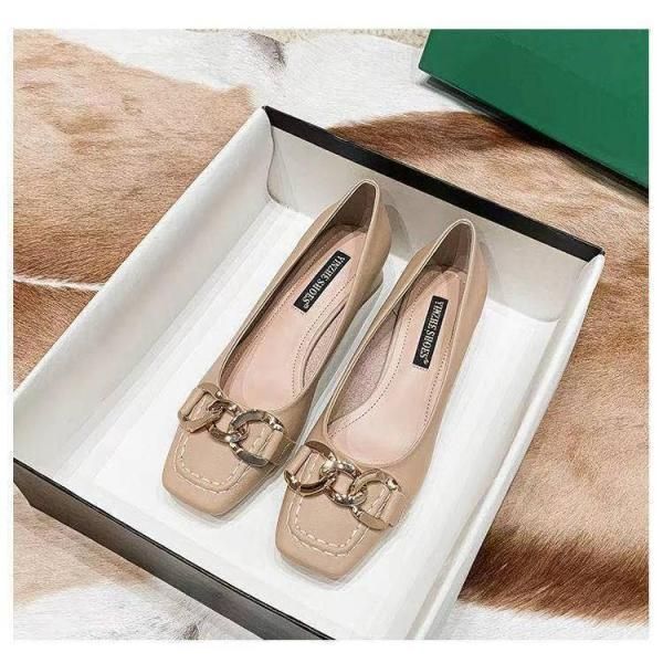 レディース パンプス スクエアトゥ シューズ 春夏 太めヒールパンプス ローヒール 美脚 履きやすい 痛くない 靴 オフィス 通勤通学 オシャレ qkeusf] 長時間 疲れない スクエアトゥ パンプス フラットヒール