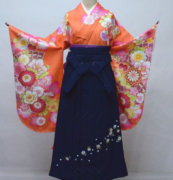 二尺袖 着物 袴フルセット From KYOTO 着物丈は着付けし易いショート丈 袴変更可能 卒業式に NO31828