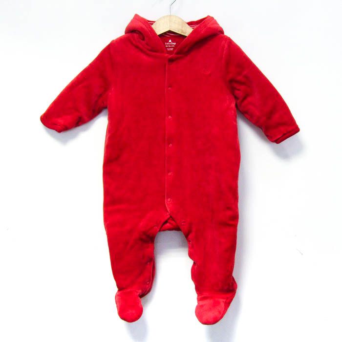 ギャップ ツナギ つなぎ オールインワン ジャンプスーツ ロンパース ベビー 女の子用 70サイズ レッド GAP 【中古】