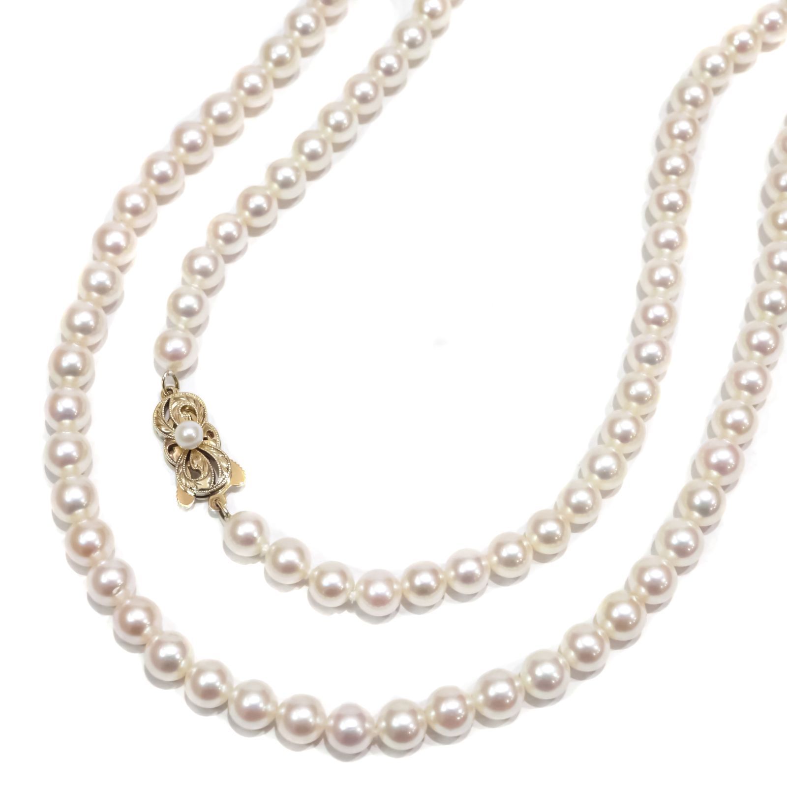 Mikimoto K14YG 7連ベビーパ−ル ネックレス MIKIMOTO ミキモト K14YG ロング パール 約6mm位～約6.5mm位