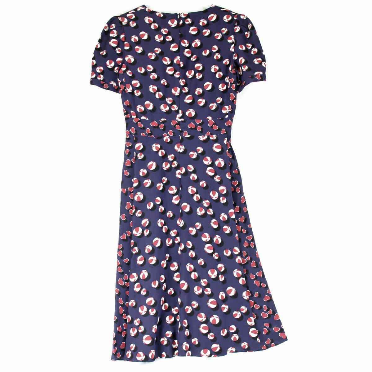 グッチ ビーチボール×ハートプリント ワンピース シルク ネイビー