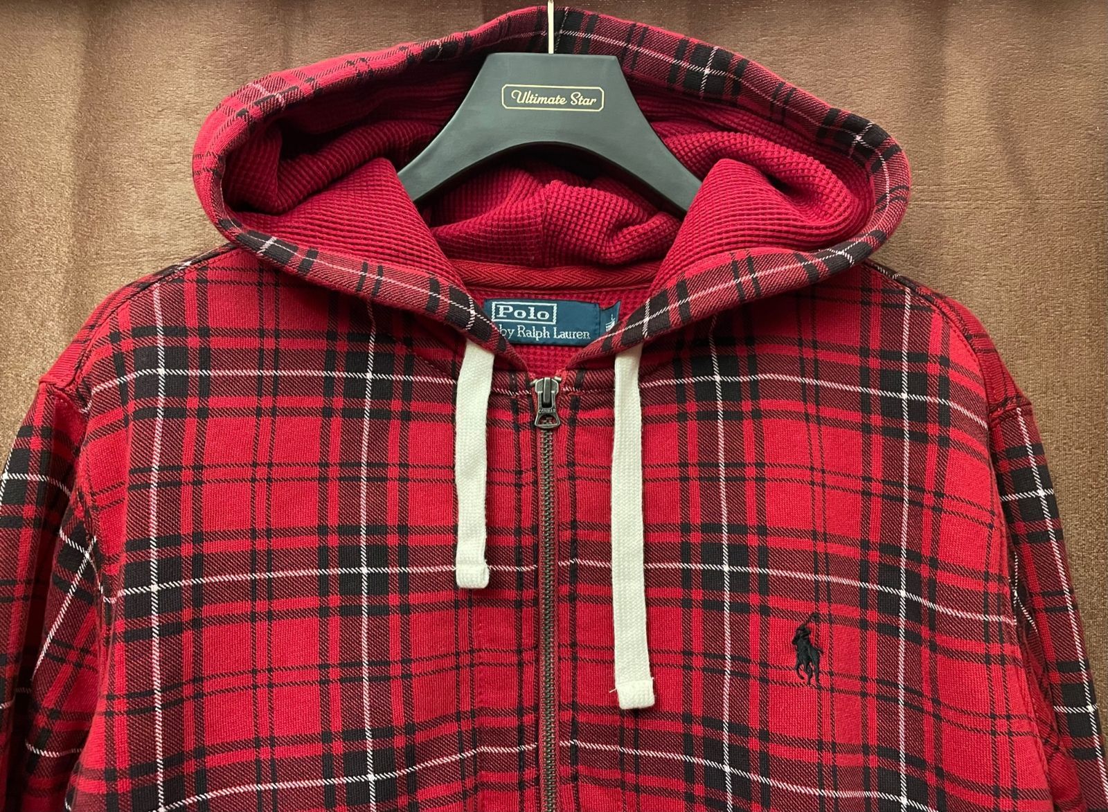 Polo by Ralph Lauren チェック柄フルジップパーカー レッド L