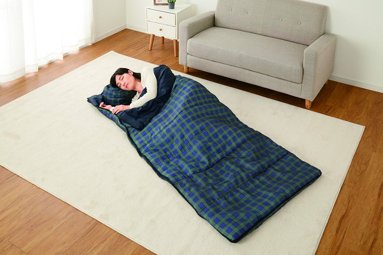 専用 人気商品】清水産業 洗える寝袋 コンパクト収納 チェックグリーン
