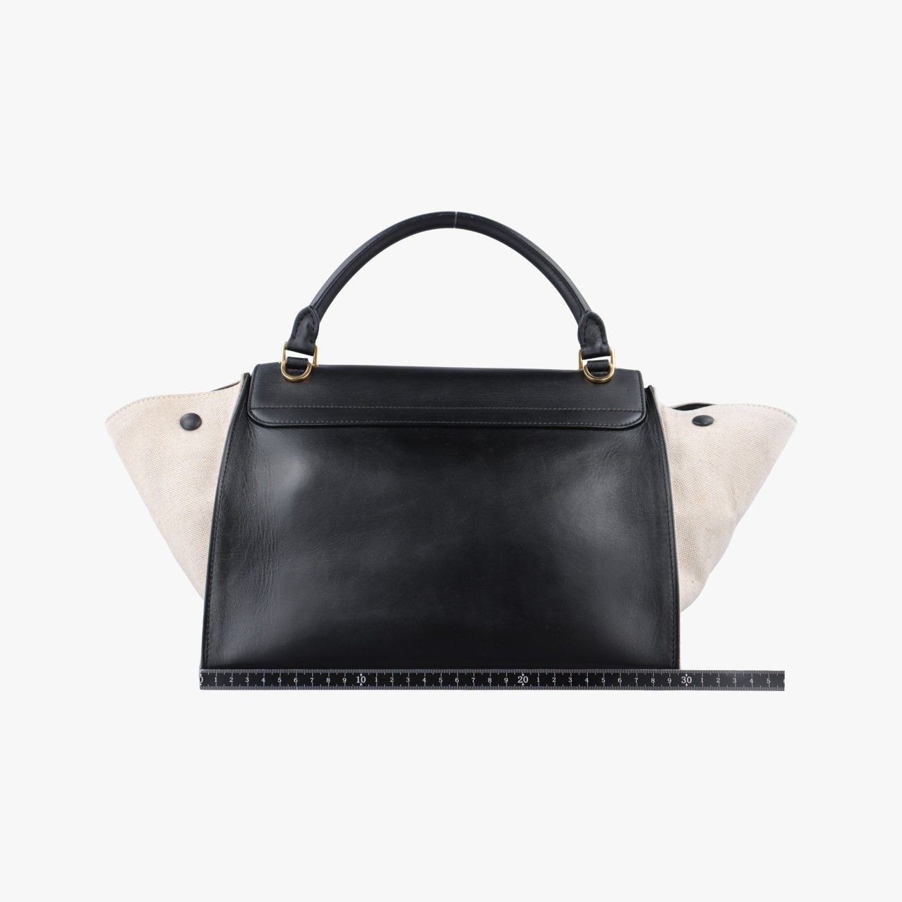 セリーヌCelineトラペーズミディアムホワイト×ブラックレザー×キャンバスS-CU-1121