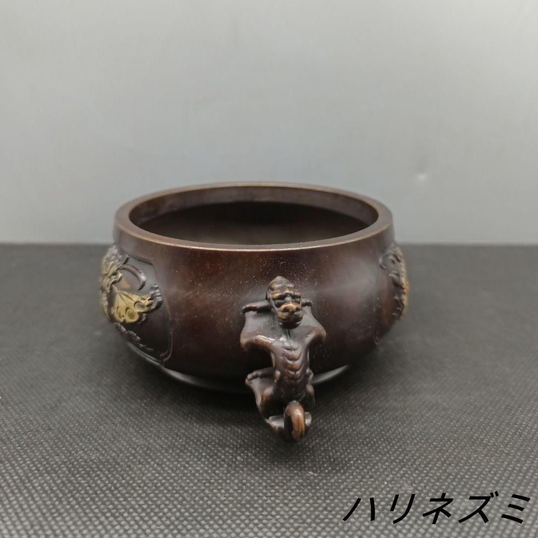 銅器 香炉 四神獣四方来財聚宝盆香炉 仏堂供養炉 装飾品 工芸