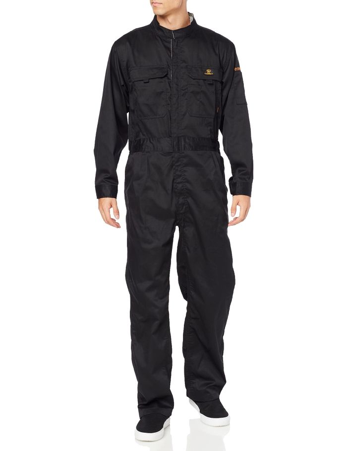 2営業日で発送 カジメイク T C長袖つなぎ服 ブラック 3L 6609913L