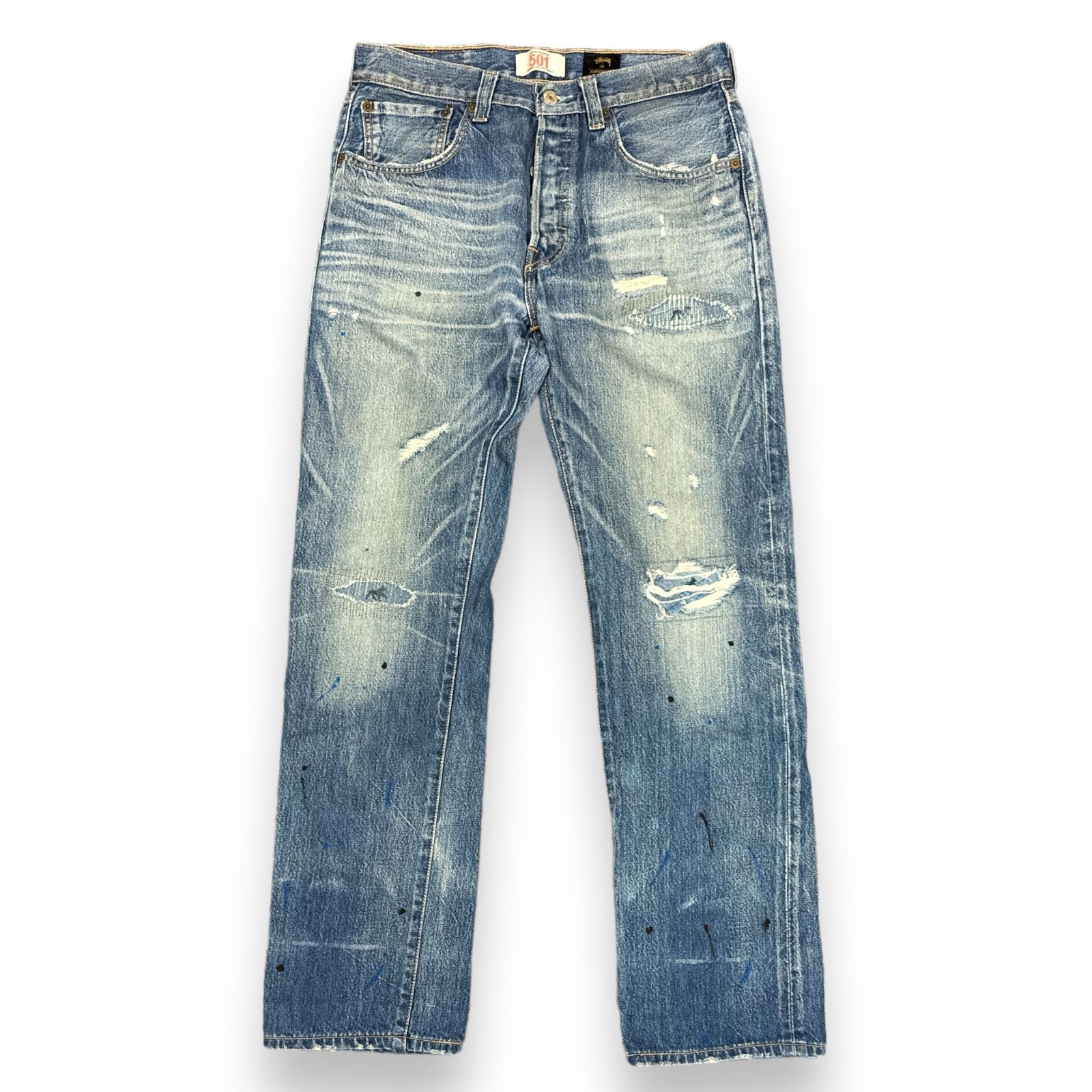 STUSSY × Levi's 501 Repair Damage Denim Pants リペア ダメージ ...