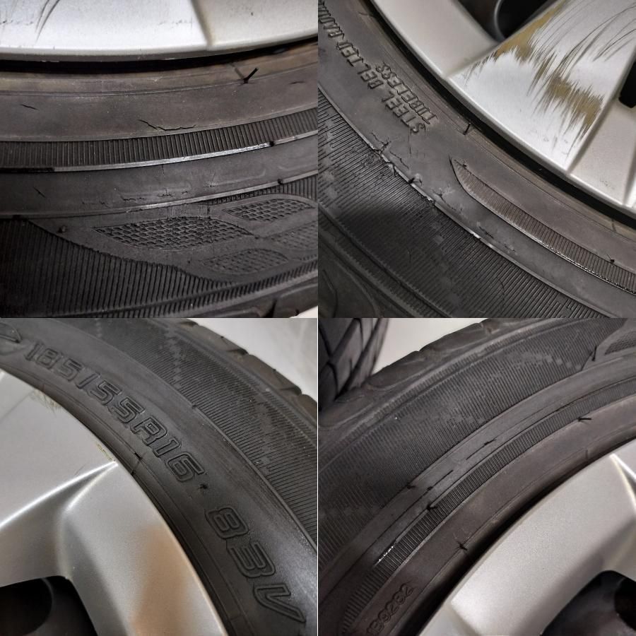 ◆配送先指定あり◆ ＜訳アリ！ ノーマル X ホイール 4本＞ 185/55R16 ダンロップ 2020年製   16x6J カローラフィールダー ZRE142G 純正 4H -100　 中古