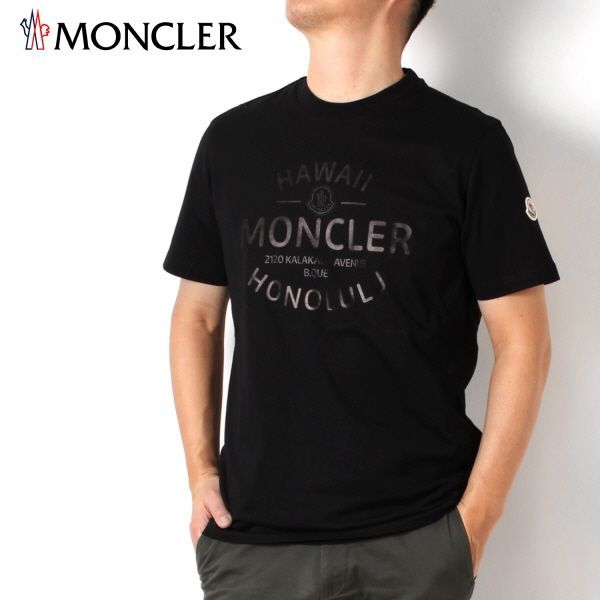 24SS新作 モンクレール MONCLER  メンズ ロゴプリント Tシャツ【ブラック】 8C00040 89AJS 999/【2024SS】m-tops