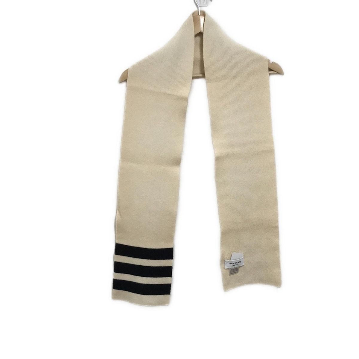 THOM BROWNE(トムブラウン) マフラー美品 - アイボリー×黒 THOM BROWNE(トムブラウン) マフラー美品 - アイボリー×黒