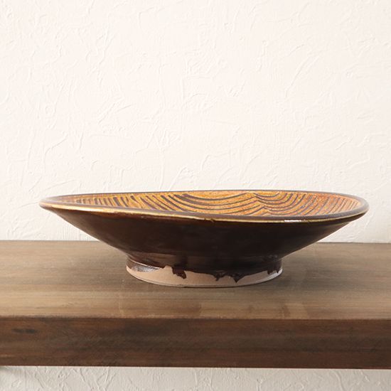 七寸皿 櫛描き 飴釉 坂本工窯 小鹿田焼 約φ21.5×5cm - メルカリ